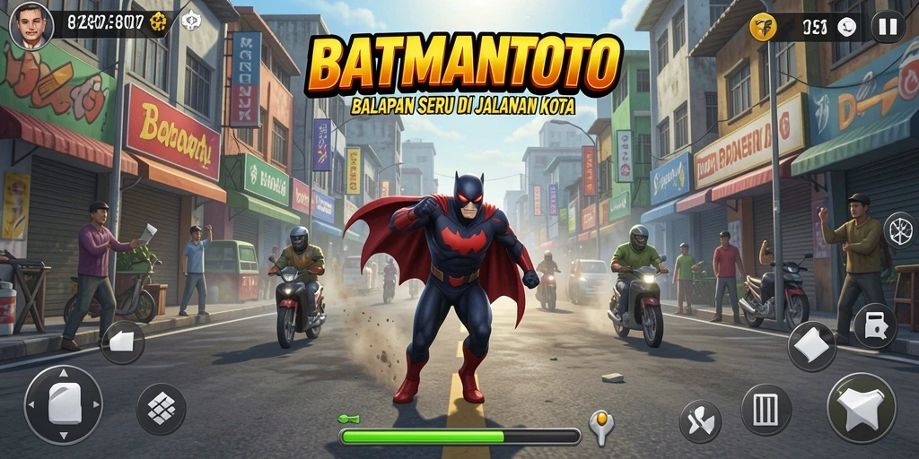 Gambar gameplay seru dengan balapan cepat di BATMANTOTO.
