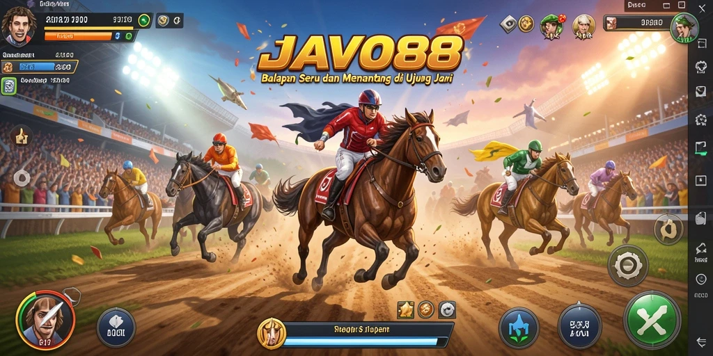 Tampilan seru balapan di JAVO88 dengan mobil cepat.