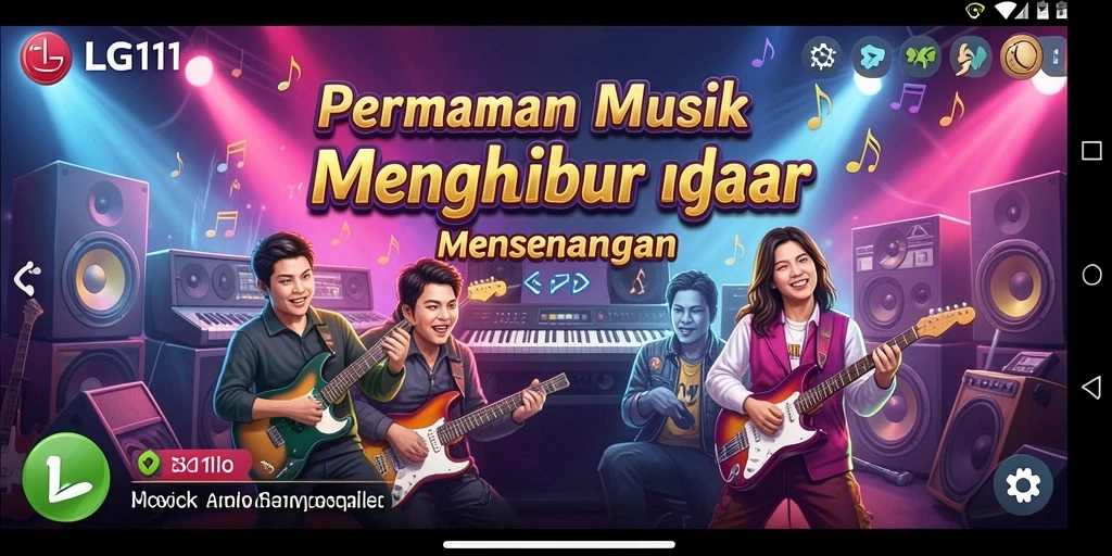 Screenshot gameplay LG111 yang menunjukkan aksi permainan musik yang seru.