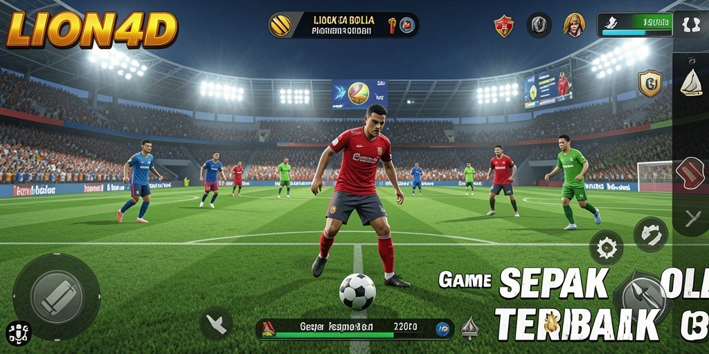 Tampilan gameplay seru dari LION4D yang menghadirkan aksi sepak bola nyata.