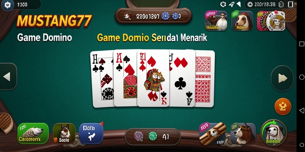 Tampilan gameplay seru dalam game Domino MUSTANG77.