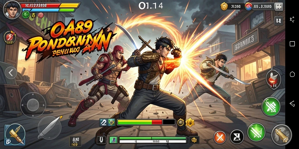 Screenshot OJA89 menampilkan pertarungan seru dengan karakter penuh aksi.