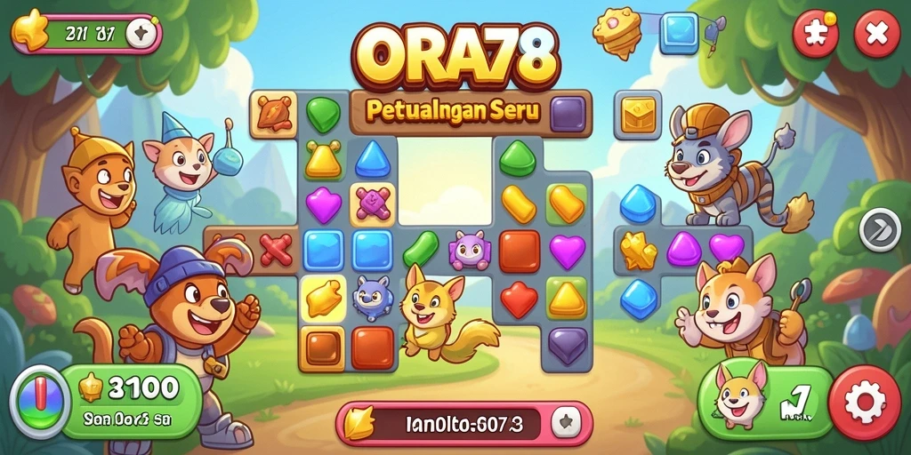 Tangkapan layar menampilkan gameplay seru dan tantangan Match-3.