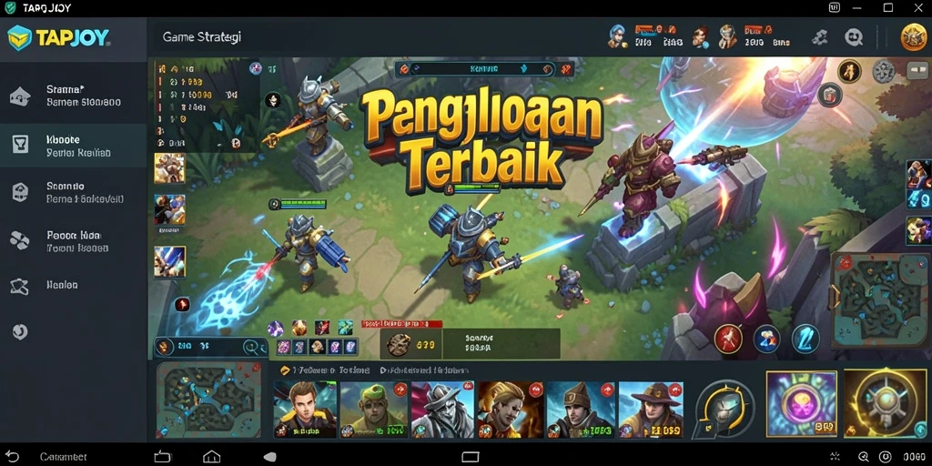 Tampilan gameplay seru TAPJOY yang menonjolkan strategi dan pengelolaan.