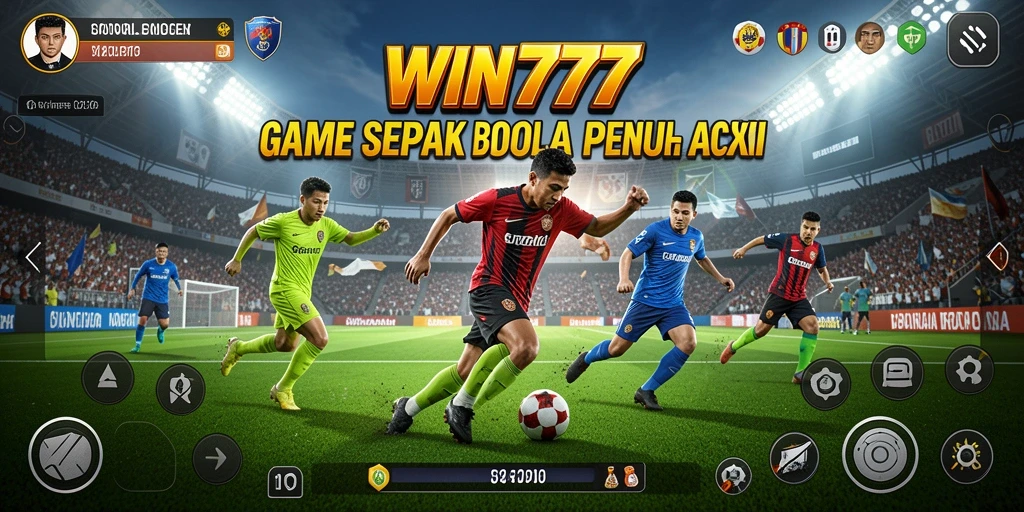 Tampilan aksi mendebarkan dari game sepak bola WIN777.
