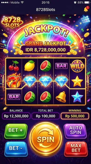 Screenshot interaksi pengguna di aplikasi 8728slots yang responsif.